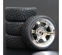 MEXWLOP Lot de 4 pneus en Caoutchouc for Voiture Course RC 1/10, Jantes Roue sur Route, for HSP, for HPI, pièce, diamètre 65 mm, 94123-94122 Pneus Haute adhérence pour télécommande(1001-8001)