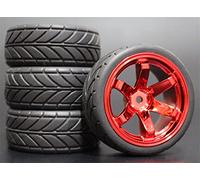 MEXWLOP Lot de 4 pneus Tourisme en Caoutchouc Souple for 1/10 RC Pneus Haute adhérence pour télécommande(707-6086)