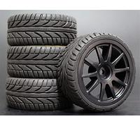 MEXWLOP Lot de 4 pneus Tourisme en Caoutchouc Souple for 1/10 RC Pneus Haute adhérence pour télécommande(910B-8002)