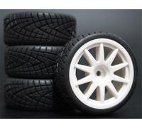 MEXWLOP Lot de 4 pneus Tourisme en Caoutchouc Souple for Voiture RC 1/10 Roues pour Voitures Miniatures radiocommandées(910W-8001)