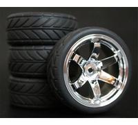 MEXWLOP Lot de 4 pneus Tourisme en Caoutchouc Souple for Voiture RC 1/10 Roues pour Voitures Miniatures radiocommandées(706-6086)