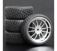 MEXWLOP Lot de 4 pneus Tourisme en Caoutchouc Souple for Voiture RC 1/10 Roues pour Voitures Miniatures radiocommandées(6011-8001)