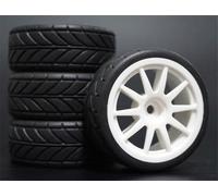 MEXWLOP Lot de 4 pneus Tourisme en Caoutchouc Souple for Voiture RC 1/10 Roues pour Voitures Miniatures radiocommandées(910W-6086)