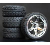 MEXWLOP Lot de 4 pneus Tourisme en Caoutchouc Souple for Voiture RC 1/10 Roues pour Voitures Miniatures radiocommandées(706-8002)