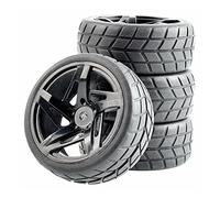 MEXWLOP Pneus 4p avec Roue en éponge, for HSP, for HPI, Jante RC for Voiture de Tourisme sur Route 1/10 1:10 01-6083 Roues pour Voitures Miniatures radiocommandées(Black Wheel)