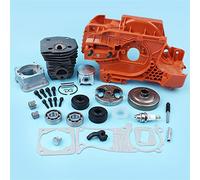 MEXWLOP Tambour d'embrayage de carter logement moteur piston cylindre 44 mm, for Husqvarna 340345350 soupape décompression pompe roulement joint d'huile Kit piston pour tronçonneuse
