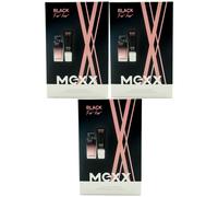 Mexx Noir Femme Set de Cadeau 3 Ensembles = 3 X 30ml Eau de Toilette 50ml Douche