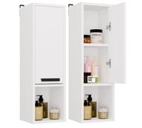 MEXY W1D Meuble de salle de bain suspendu - colonne, 1 porte, 3 étagères - 25,5x82x24 cm - BLANC