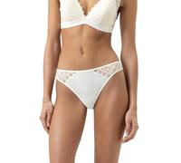 Mey Femme brésilien : coupe profonde et hanche, taille élastique, côtés et dos en dentelle, empiècement en coton à l'entrejambe, color blocking, série Poetry Temptation, champagne, L