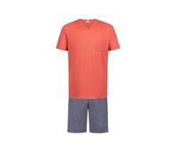 Mey Pyjama court 'Tie Geo' bleu marine / orange, Taille S