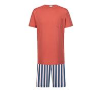 Mey Pyjama court 'Bold Coral Stripes' bleu marine / orange / blanc, Taille L