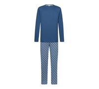 Mey Pyjama long 'Silhouettes' bleu foncé / blanc, Taille XL