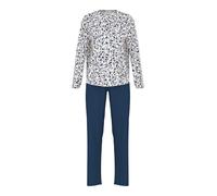 Mey Pyjama 'Soft Leo' beige / bleu néon / bleu foncé / blanc naturel, Taille XXL