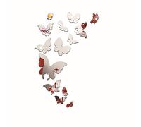 MEYA Lot de 14 stickers muraux 3D en forme de papillon pour décoration intérieure Argenté