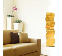 MEYA Lot de 4 stickers muraux en forme de vague en cristal 3D pour salon, chambre à coucher, décoration d'intérieur 25 x 25 cm Doré