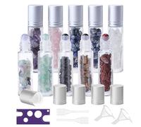 MEYAGOT 10ml Bouteilles À Rouleaux de Pierres Précieuses, 10pcs Bouteilles d'huile Essentielle de Gemme avec Cristal de Guérison Puces Flacons Roll-On En Verre pour Collection Fabrication Décoration