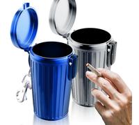 MEYAGOT 2 Pièces Cendrier de Poche Étanche, Petit Cendrier Portable avec Couvercle, Pour L’Utilisation Extérieure (Bleu+Gris Argenté)