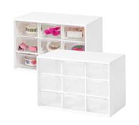 Meyagot 2pcs Boîte De Rangement À 9 Tiroirs Transparents Compartiments En Plastique, Organisateur Tiroirs De Rangement Boite Rangement Bureau Boîtes De Rangement, Pour Bijoux Cosmétique Petites Pièces