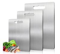 MEYAGOT 3 Pièces Planche À Découper En Acier Inoxydable 304, Planche À Découper En Titane, Planche À Découper En Métal Épais, Pour La Maison, La Cuisine En Plein Air
