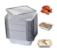 MEYAGOT Barquette Aluminium avec Couvercle, 60 Pièces Barquette Alimentaire Jetable 650ml, Plat Aluminium Jetable, Barquettes en Aluminium pour Pique-Nique, Barbecue, Four, Cuisson