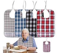 MEYAGOT Bavoir Adulte, Lot de 4 Bavoirs Imperméables Réutilisables pour Hommes, Femmes, Personnes Agées et Handicapées