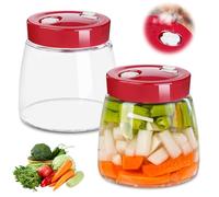 MEYAGOT Bocal De Fermentation En Verre,2 PCS 1 L Bocaux De Fermentation,Grands Bocaux En Cristal,Bocal En Verre Avec Couvercle Pour Fermentation,Kimchi,Brassage Du Vin,Confiture