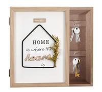 MEYAGOT Boîte à clés en bois - Montage mural - Avec 6 crochets à clés - Facile à monter au mur - Pour entrée, chambre, couloir, salle de bain - Naturel - 20 x 6 x 27 cm