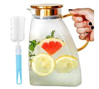 Meyagot Carafe À Eau En Verre 1,8 L Pichet À Eau Carafe Eau Carafee Eau Verre Avec Couvercle Carafe En Verre Borosilicate Pichet En Verre Pour Réfrigérateur Pour Thé Aux Fruits, Jus, Lait, Café, Vin