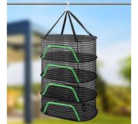 MEYAGOT Filet De Sechage, 4 Couches Filet Sechage Herbe, Filet De Séchage pour Plantes, Séchage D'herbes Séchoir À Herbes À Suspendre avec Fermetures À Glissière, Séchoir À Herbes Et À Fleurs Noir