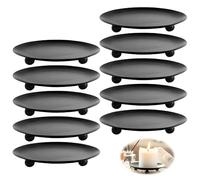 MEYAGOT Lot de 10 Bougeoirs en Métal, Noirs, Rétro, Ovales, pour Bougies Piliers, Décoration de Fête, Mariage, Festival
