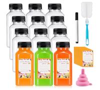 MEYAGOT Lot de 12 Bouteilles à Remplir, 250 ml, Mini Bouteilles à Liqueur, Réutilisables, en Plastique, pour Jus et Smoothies