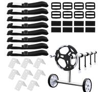 MEYAGOT Lot De 8 Kit De Fixation pour Bâche Solaire De Piscine, Rouleaux De Film Solaire pour Piscine, Rouleaux De Fixation pour Film Solaire, Kit Sangles Bobine pour Piscine Universelle dans Le Sol