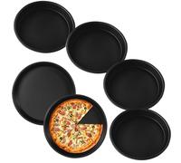 MEYAGOT Plaque Ronde Pour Pizza,Lot de 6 23 cm Plaques A pizza Rondes En Acier Inoxydable,Moule A Pizza Rond,Plateau A Pizza En Acier Au Carbone Pour Gâteaux,Pizzas