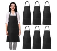 MEYAGOT Tabliers De Cuisine,6 Pièces Noir Unisexe Tablier,Réglable Tabliers,Noir Chef Tablier,Unisexe Tablier,Tablier Pour Chef Pour Boulanger,Serveurs,Serveuse