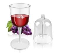 MEYAGOT Verres A Vin To Go,2 Pièces 300 ml Verres A Vin Incassables,Verres A Vin Réutilisables,Gobelets A Tige Réutilisables Pour Camping,Garden-Partys,Pique-Niques,Anti-Chute,Amovible
