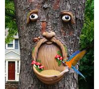 Meyas Mangeoire de jardin, animaux sauvages, avec visage d'arbre, décoration amusante, décoration de jardin, visage d'arbre, décoration intérieure, décoration de cour, mangeoire pour oiseaux sauvages