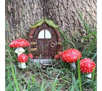 Meyas Miniature Fée Porte GNOME Extérieur Statues Jardin Accessoires Décor, Arbre Face Intérieur Décoration Murale Sculpture Statues Brille dans Le Noir