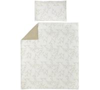 Meyco Baby Linge de lit Branches, lit Junior (matière Respirante, Housse de Couette 100% Coton, taie d'oreiller Incluse, Lavable en Machine et adaptée au sèche-Linge, Dimensions : 120 x 150 cm), Sand