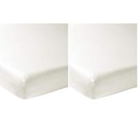 Meyco Baby Uni Drap de lit (Drap de Jersey de qualité Douce, 100% Coton, Ajustement Parfait grâce à l'élastique Tout Autour, Respirant, Taille : 50 x 90 cm), Blanc crème (Lot de 2)
