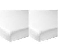 Meyco Baby Uni Drap de lit (Drap de qualité Jersey Doux, 100% Coton, Ajustement Parfait grâce à l'élasticité Totale, Respirant, Taille : 60 x 120 cm), Blanc (Lot de 2)