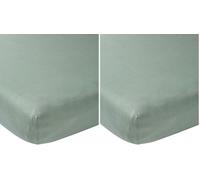 Meyco Baby Uni Drap de lit (Drap de qualité Jersey Doux, 100% Coton, Ajustement Parfait grâce à Un Cordon élastique Tout Autour, Respirant, Taille : 70 x 140 cm), Vert Pierre (Lot de 2)