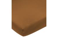 Meyco Home Basic Drap-Housse uni en Jersey pour lit 2 Places (Drap Plat en Jersey Doux, 100% Coton, grâce à l'élastique Tout Autour, Dimensions : 160 x 210/220 cm) - Camel