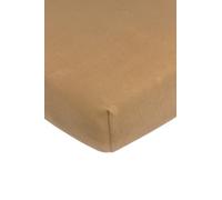 Meyco Home Basic Jersey Drap de lit Simple (Drap de qualité Jersey Doux, 100% Coton, Ajustement Parfait grâce à Un Cordon élastique sur Tout Le pourtour, Respirant, Taille : 180 x 200 cm), Caramel