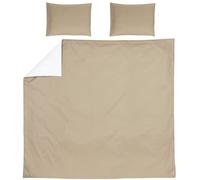 Meyco Home Linge de lit Double uni (Coton, matière Respirante, Entretien Facile, Bande Pliante Pratique, Dimensions : 240 x 200/220 cm), Gris Tourterelle/Blanc crème