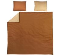 Meyco Home Linge de lit Double Uni (Coton, matière Respirante, Entretien Facile, Bande Pliante Pratique, Dimensions : 240 x 200/220 cm), Camel/Warm Sand