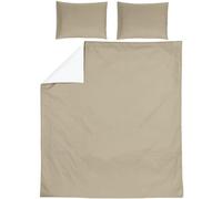 Meyco Home Linge de lit Double uni (Coton, matière Respirante, Entretien Facile, Bande Pliante Pratique, Dimensions : 200 x 200/220 cm), Gris Tourterelle/Blanc crème