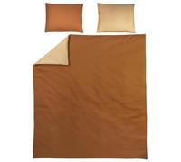 Meyco Home Linge de lit Double Uni (Coton, matière Respirante, Entretien Facile, Bande Pliante Pratique, Dimensions : 200 x 200/220 cm), Camel/Warm Sand