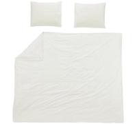 Meyco Home Linge de lit Double uni (Coton, matière Respirante, Facile d'entretien, Bande Pliante Pratique, Dimensions : 240 x 200/220 cm), Blanc crème