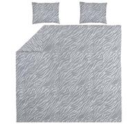 Meyco Home Linge de lit Double Zebra (Coton, matière Respirante, Facile d'entretien, Ajustement Parfait, Bande Pliante Pratique, Dimensions : 240 x 200/220 cm), Gris