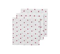 Meyco Lot de 3 mousselines pour bébé - Sweet Heart White/Red - 70 x 70 cm - Certifié Oeko-Tex Standard 100